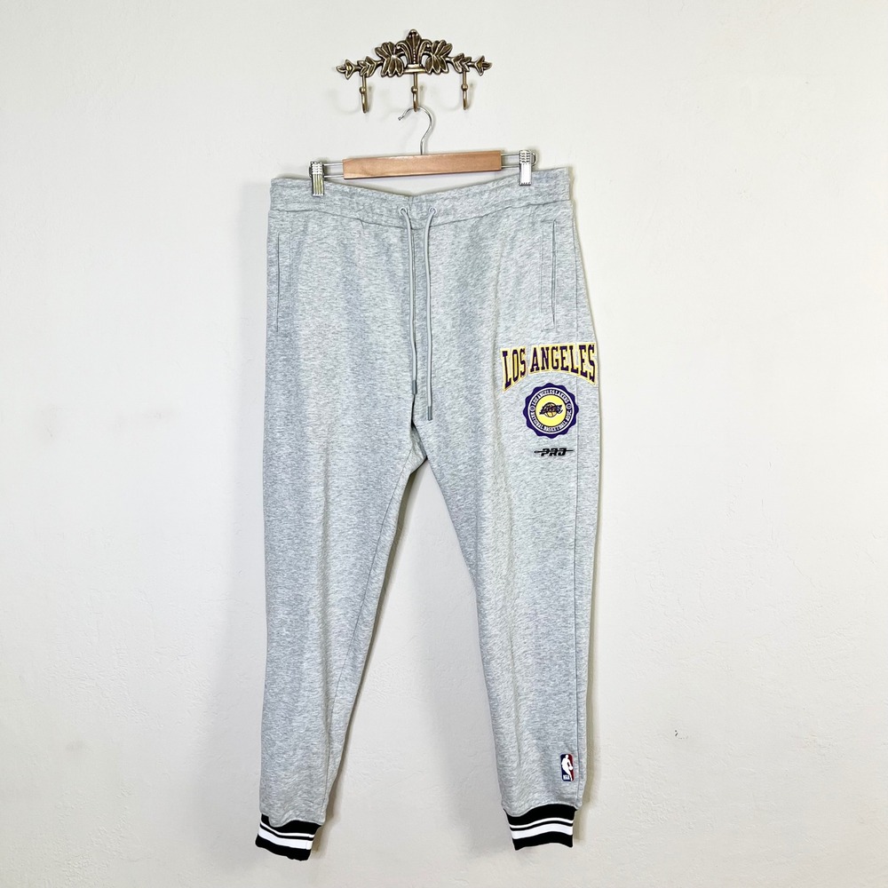 Los Angeles Lakers Pro Standard NBA Joggers Men Size M Gray New Sweatpants Patch